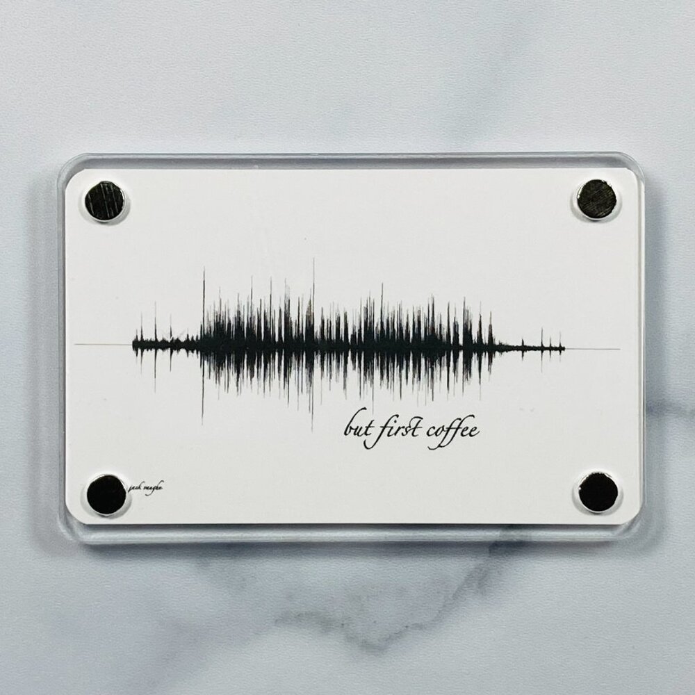 But First Coffee Soundwave Fridge Magnet 2x3 Black White Acrylic Locker Desk